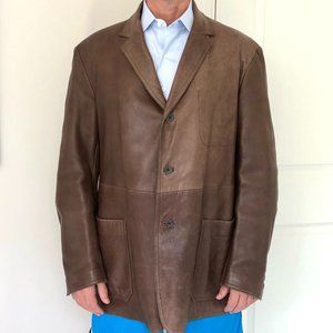 Donna Karan Variegated Brown Leather Jacket.